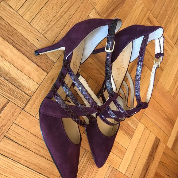 Sandale de soirée suède et cuir luisant bourgogne - Picture 4 of 6